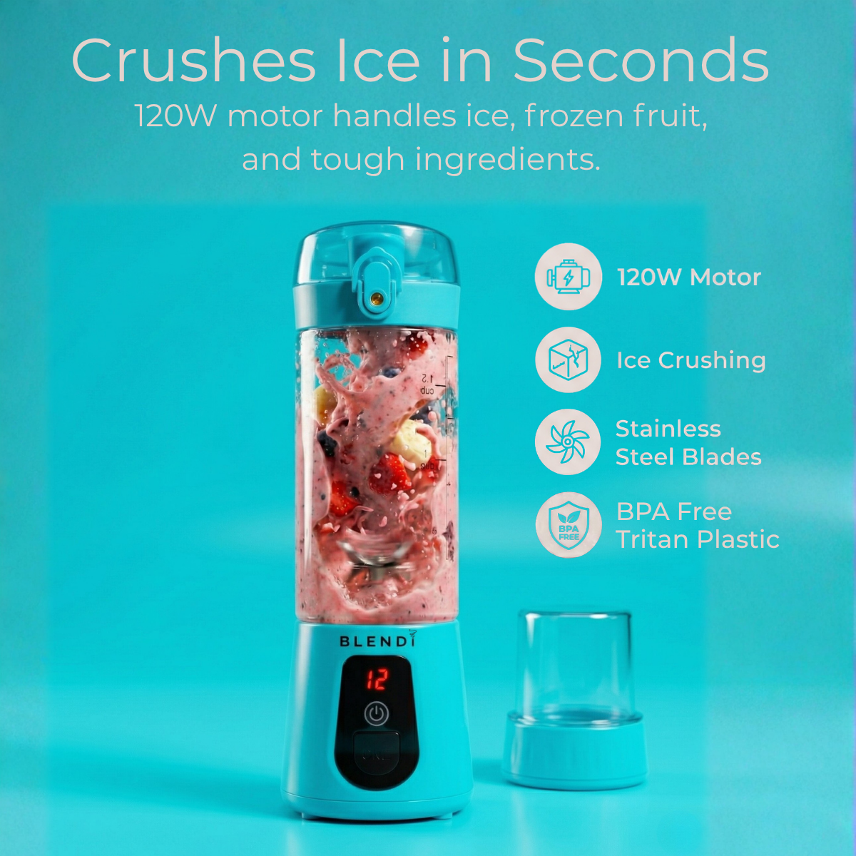 Portable Blender USB-C Rechargeable – BLENDi Pro+ 120W, 17oz, Crushes Ice, 10 Colors