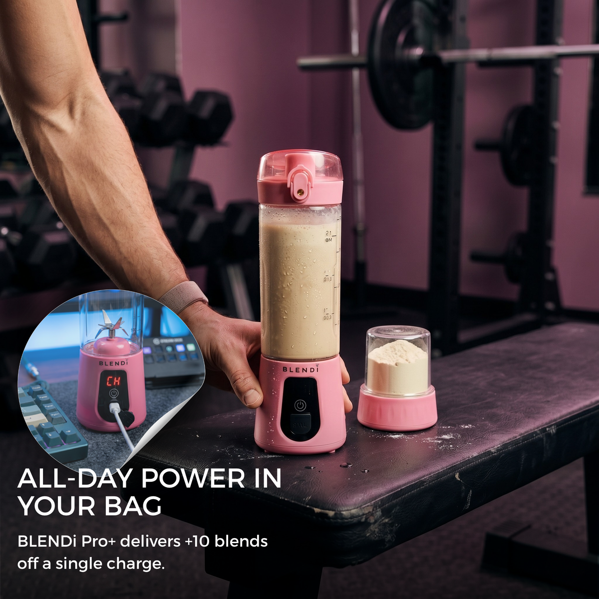 Portable Blender USB-C Rechargeable – BLENDi Pro+ 120W, 17oz, Crushes Ice, 10 Colors