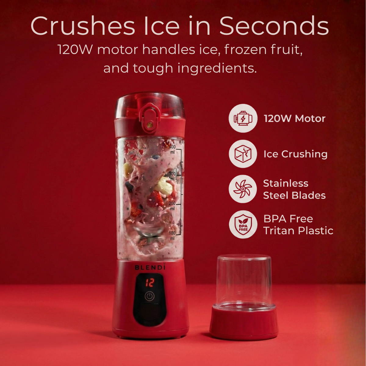 Portable Blender USB-C Rechargeable – BLENDi Pro+ 120W, 17oz, Crushes Ice, 10 Colors