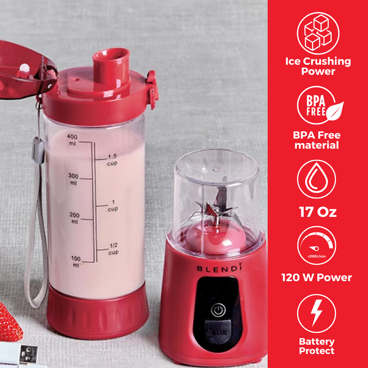 BLENDi USA Pro+ 120W Portable Blender – Retro & Modern Design Edition
