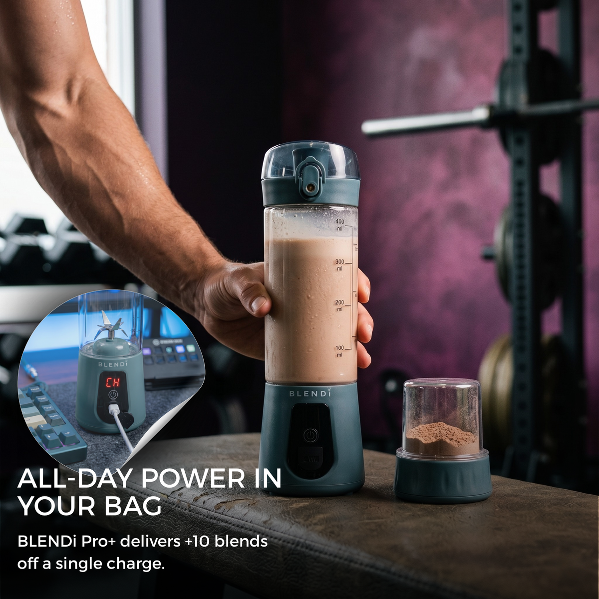 Portable Blender USB-C Rechargeable – BLENDi Pro+ 120W, 17oz, Crushes Ice, 10 Colors