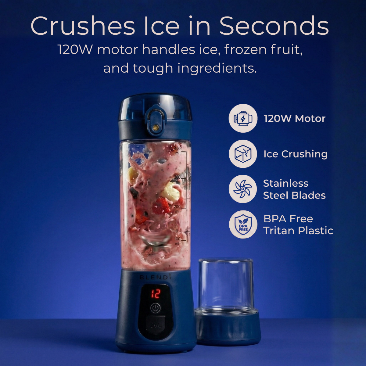 Portable Blender USB-C Rechargeable – BLENDi Pro+ 120W, 17oz, Crushes Ice, 10 Colors