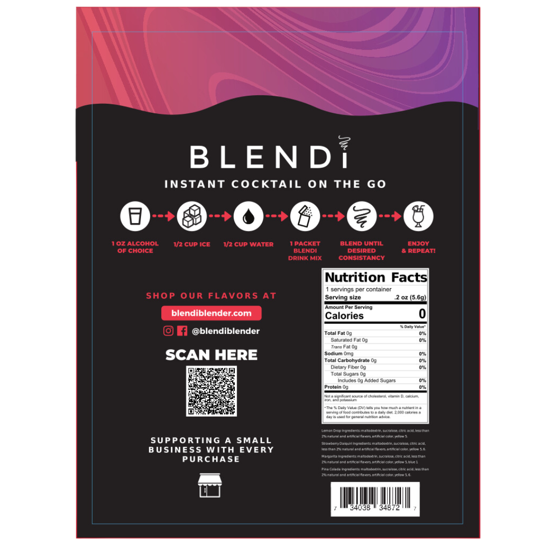 Zero-Calorie Mocktail Mixer Packets – BLENDi Skinny Mixes, Sugar-Free, 6-Count Pack